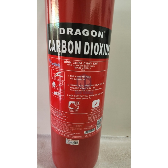 [ CÓ TEM KIỂM ĐỊNH] Bình chữa cháy khí Co2 5kg hãng Dragon sản xuất ở Việt Nam có tem kiểm định